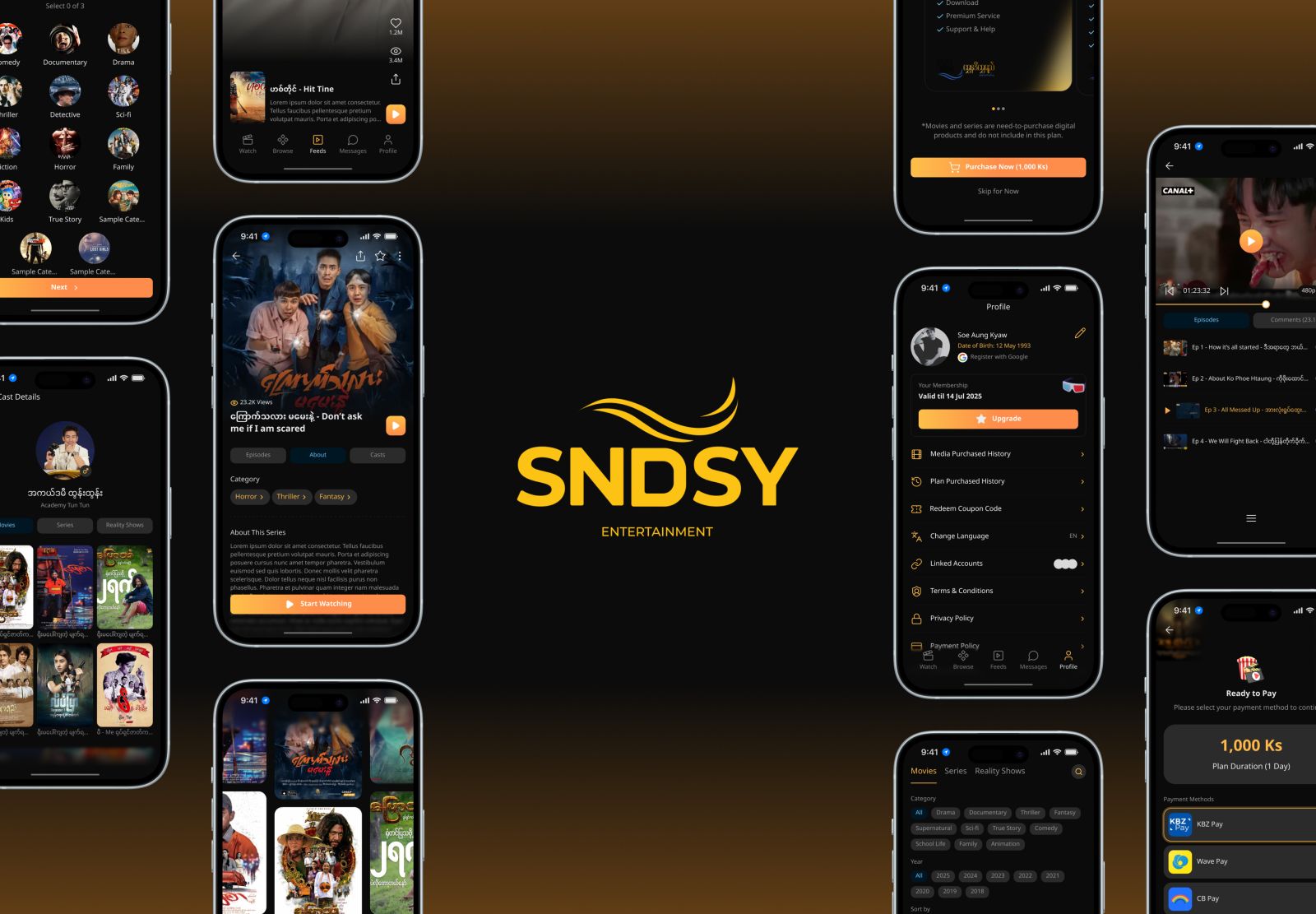 SNDSY App Screenshots - Multiple Interface Views